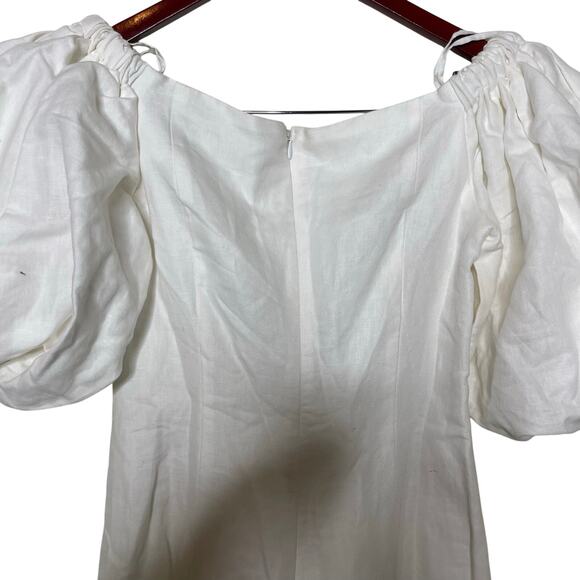 NWT Mara Hoffman White Linen blend  NAMARI Pencil DRESS Puff sleeve sz 0 - Picture 10 of 10